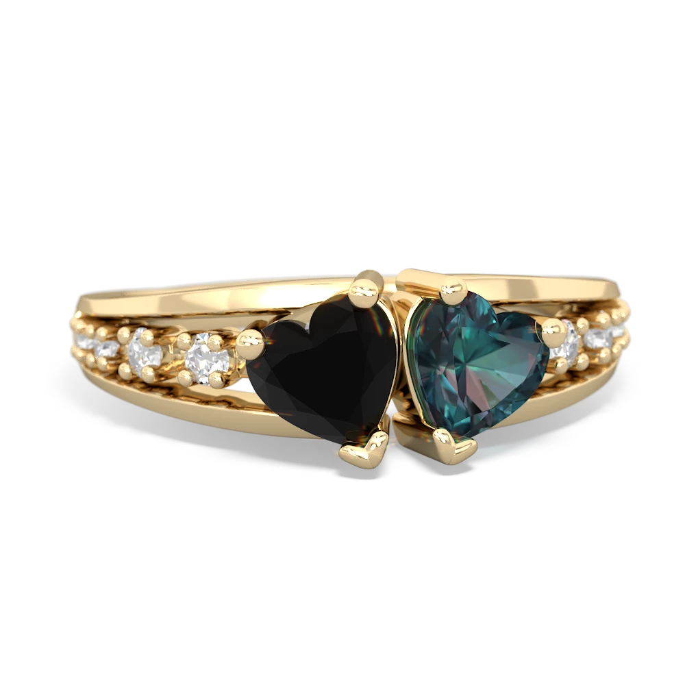 Onyx Heart To Heart 14K Yellow Gold ring R3342