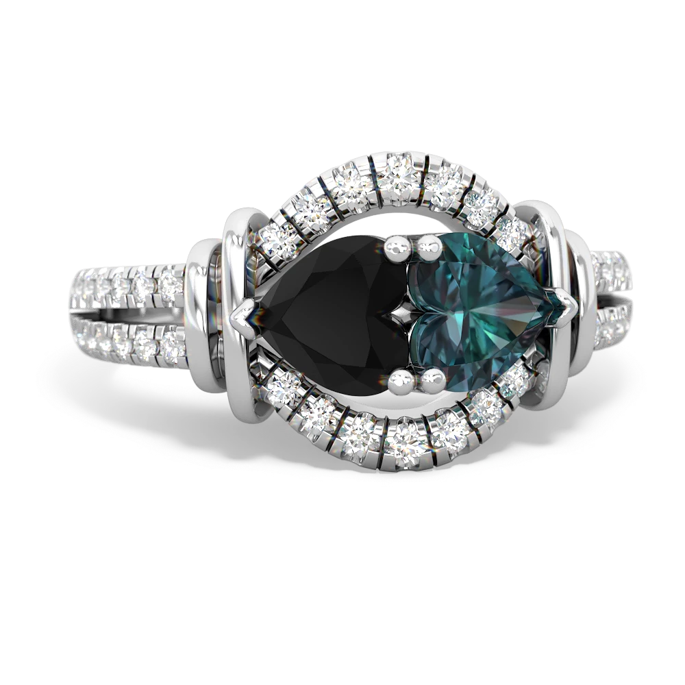 Onyx Art-Deco Keepsake 14K White Gold ring R5630