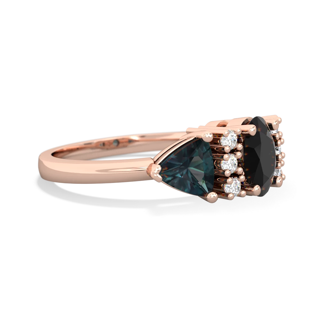 Onyx Antique Style Three Stone 14K Rose Gold ring R2186