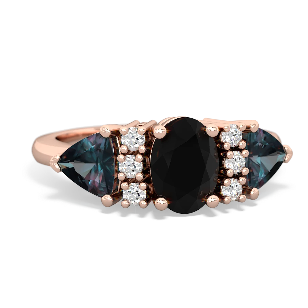 Onyx Antique Style Three Stone 14K Rose Gold ring R2186