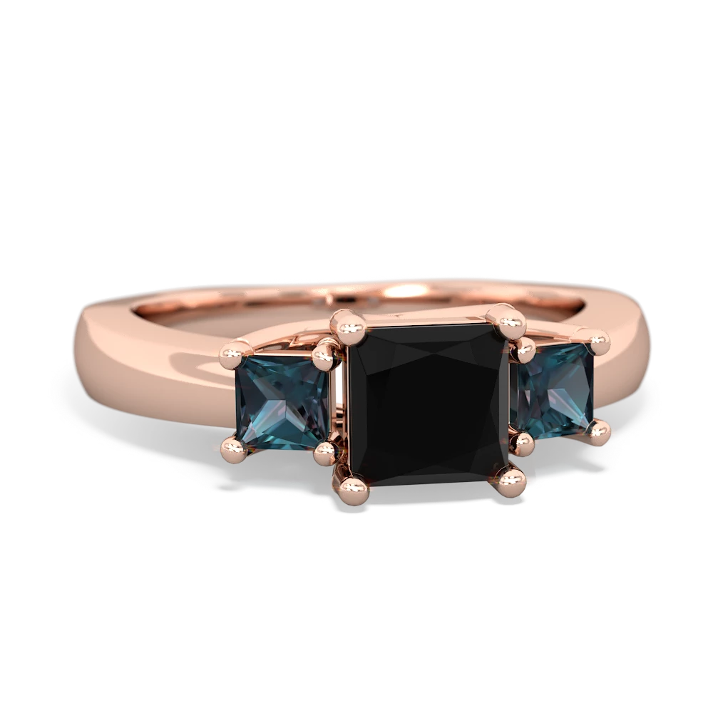 Onyx Three Stone Trellis 14K Rose Gold ring R4015