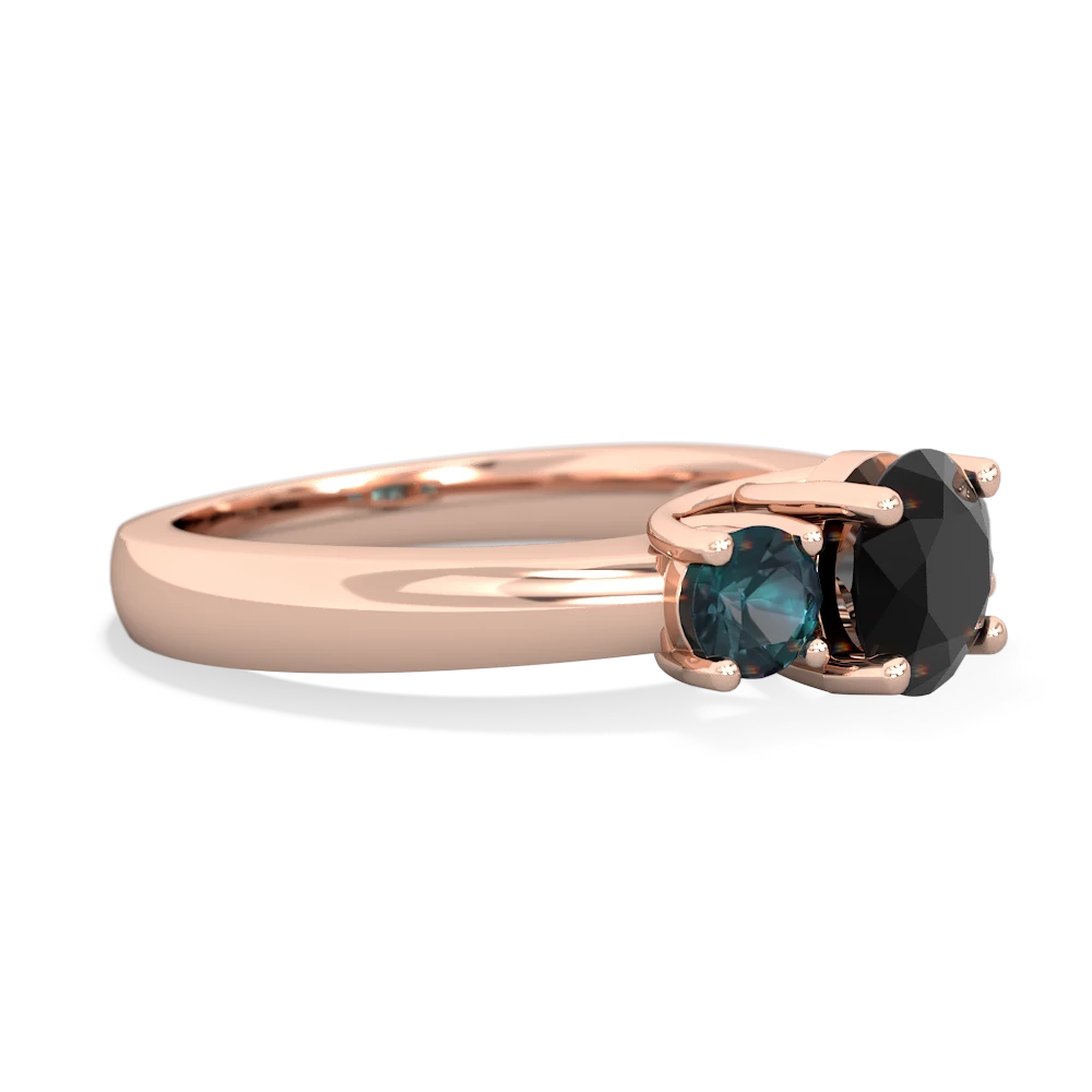 Onyx Three Stone Round Trellis 14K Rose Gold ring R4018