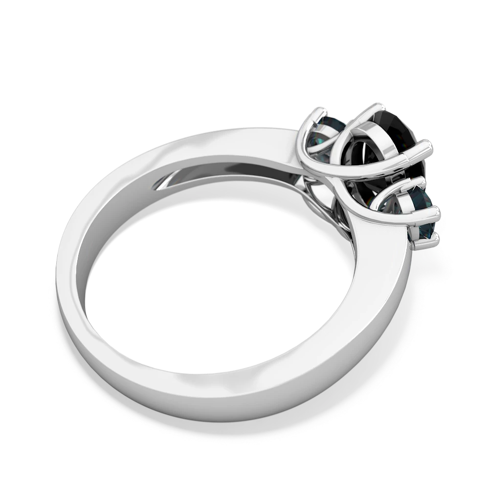 Onyx Three Stone Oval Trellis 14K White Gold ring R4024