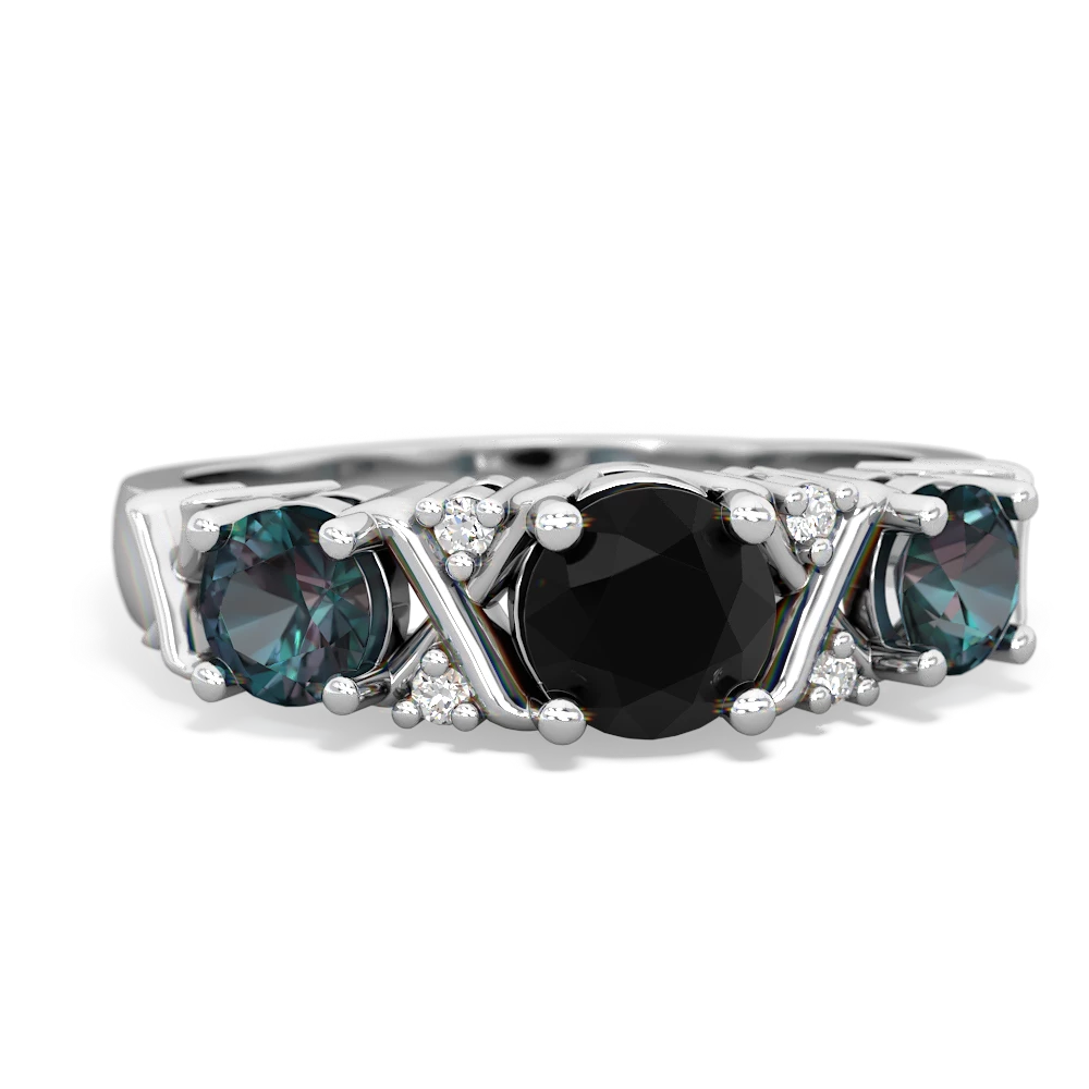 Onyx Hugs And Kisses 14K White Gold ring R5016