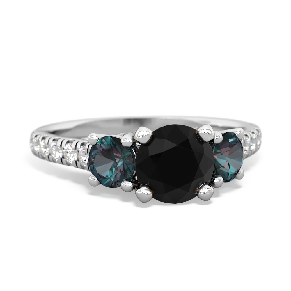 Onyx Pave Trellis 14K White Gold ring R5500