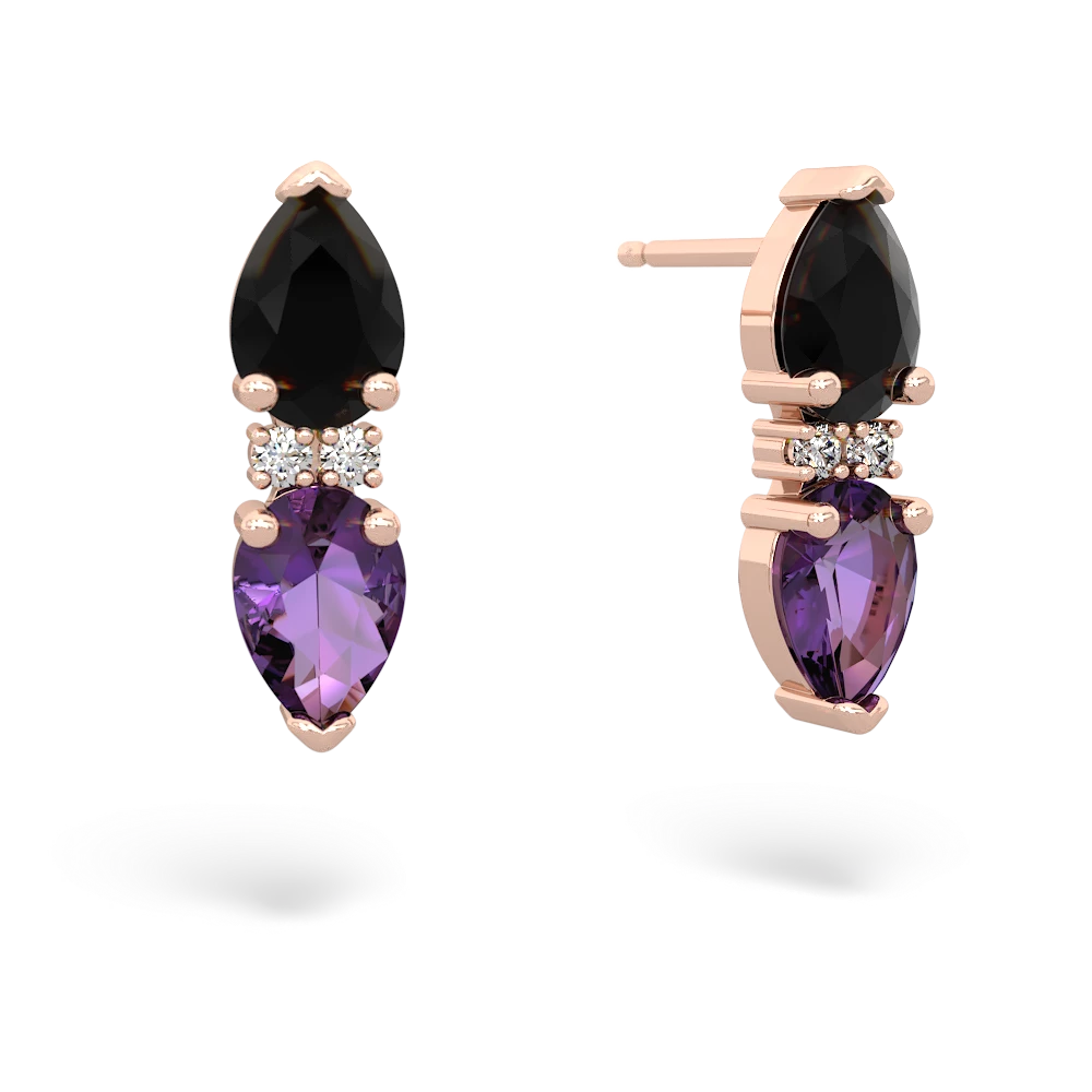 Onyx Bowtie Drop 14K Rose Gold earrings E0865