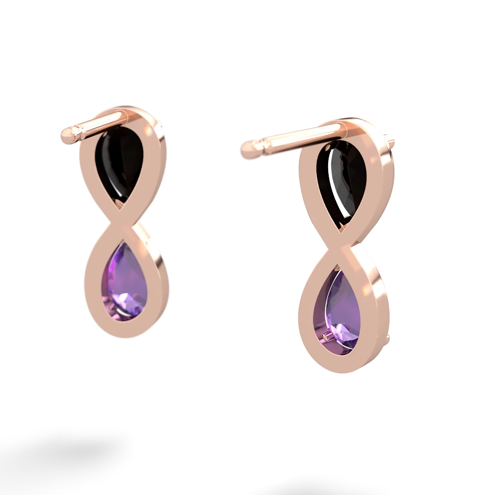 Onyx Infinity 14K Rose Gold earrings E5050