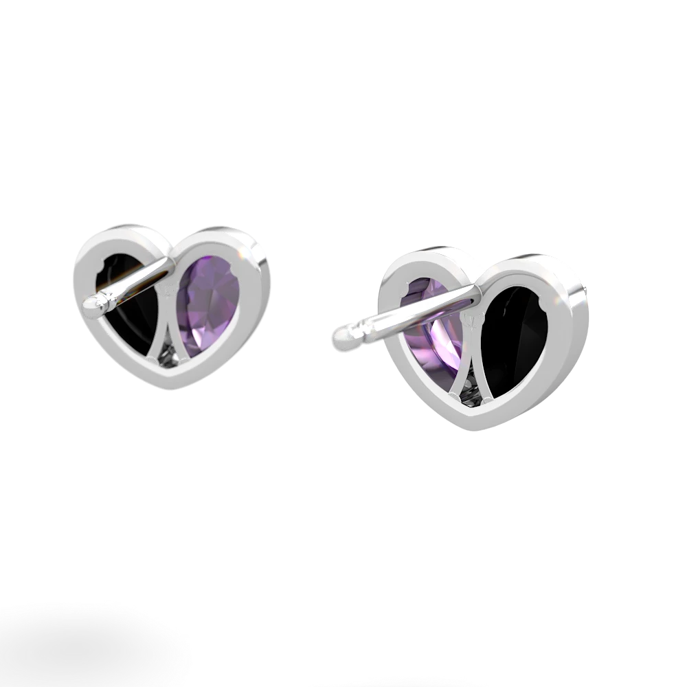 Onyx 'Our Heart' 14K White Gold earrings E5072