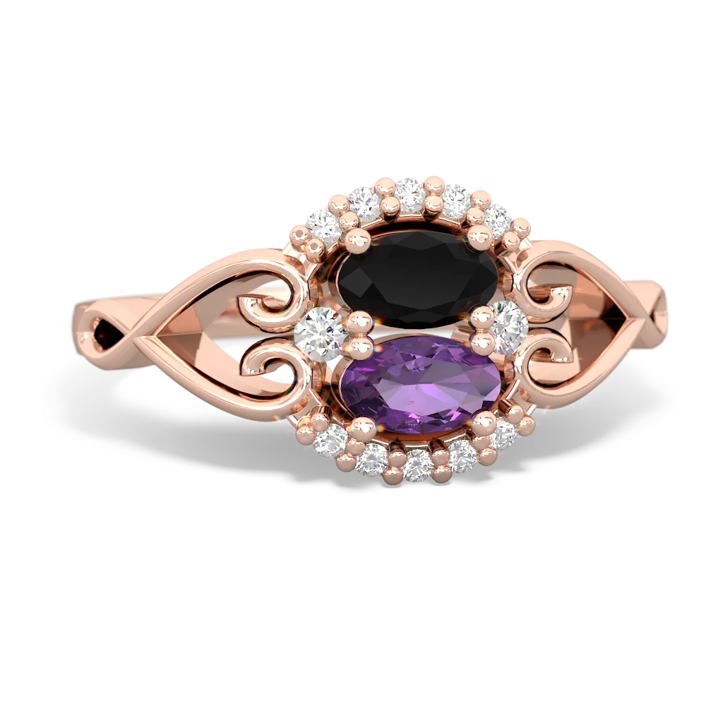 Onyx Love Nest 14K Rose Gold ring R5860