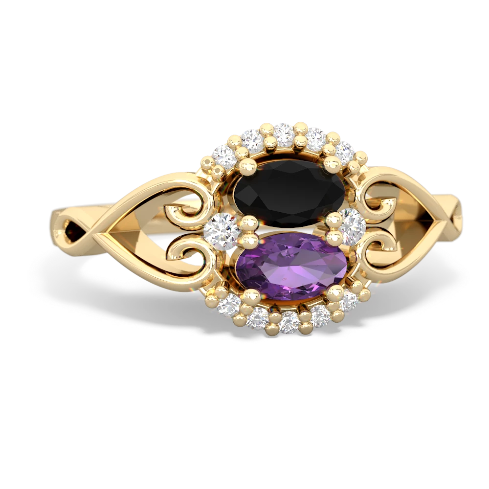 Onyx Love Nest 14K Yellow Gold ring R5860