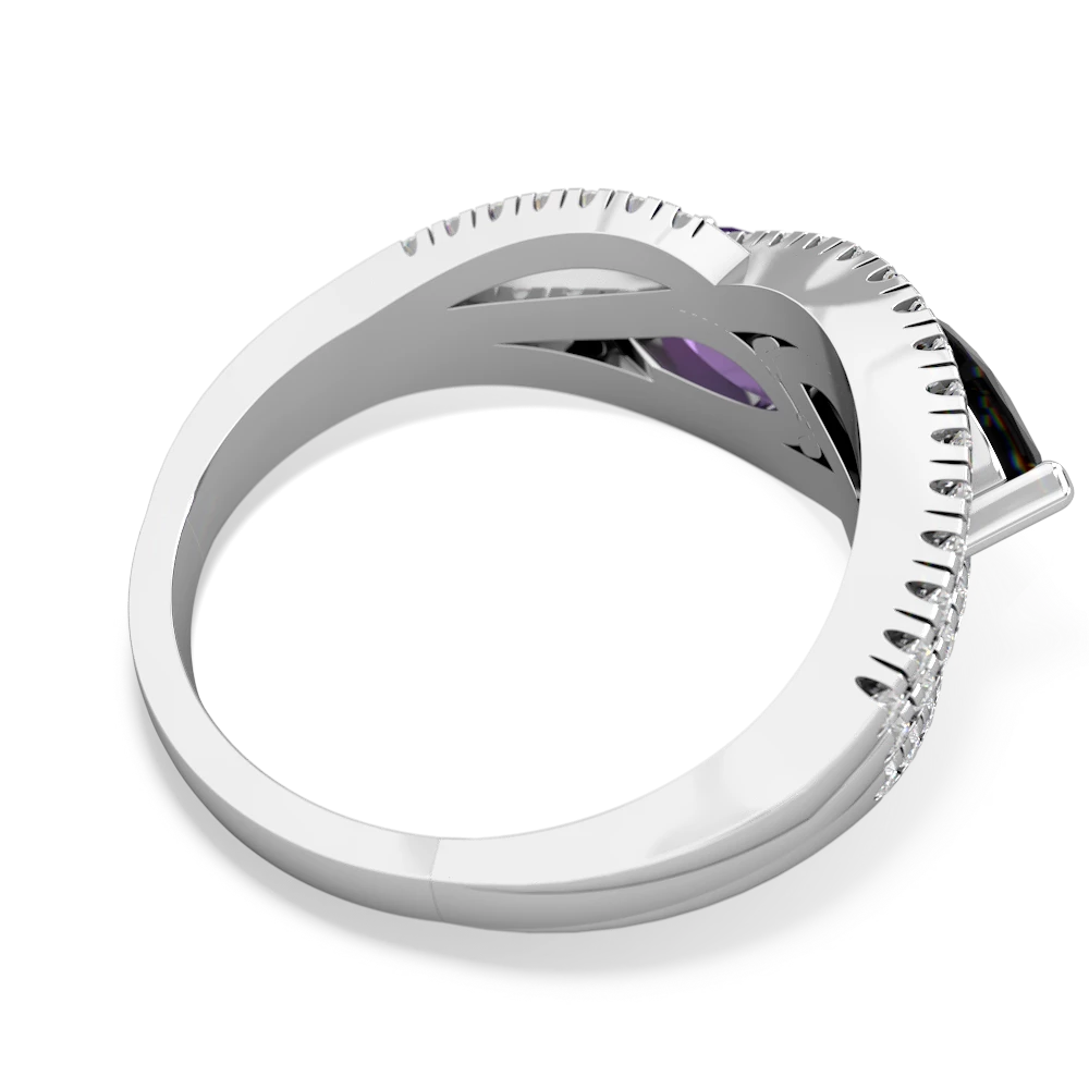 Onyx Diamond Rivers 14K White Gold ring R3070