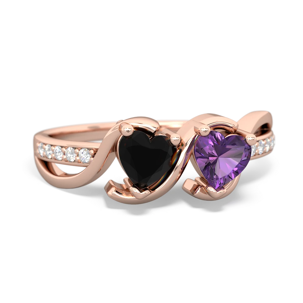 Onyx Side By Side 14K Rose Gold ring R3090