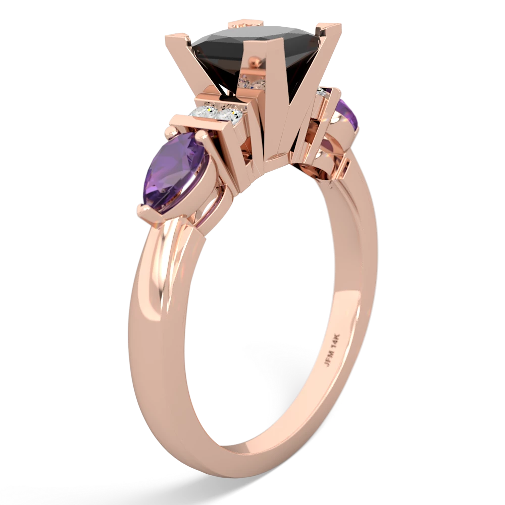 Onyx 6Mm Princess Eternal Embrace Engagement 14K Rose Gold ring C2002