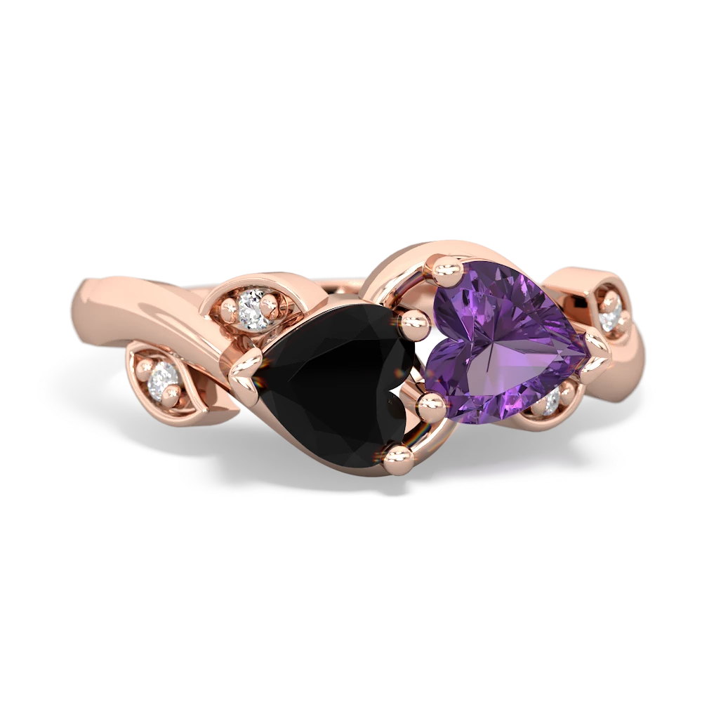 Onyx Floral Elegance 14K Rose Gold ring R5790