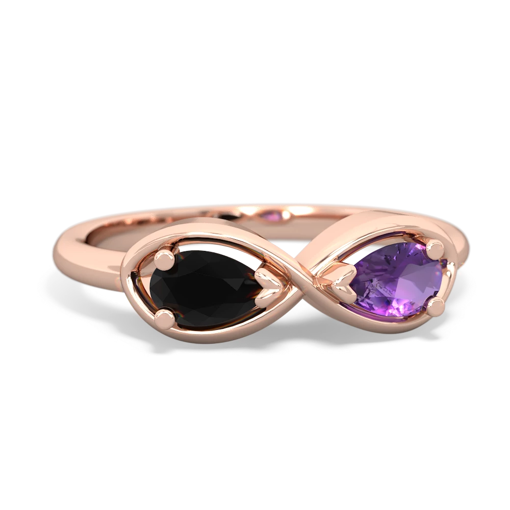 Onyx Infinity 14K Rose Gold ring R5050