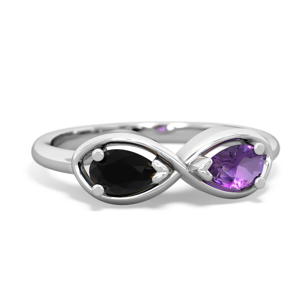 Onyx Infinity 14K White Gold ring R5050