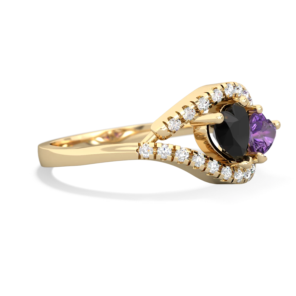 Onyx Mother And Child 14K Yellow Gold ring R3010