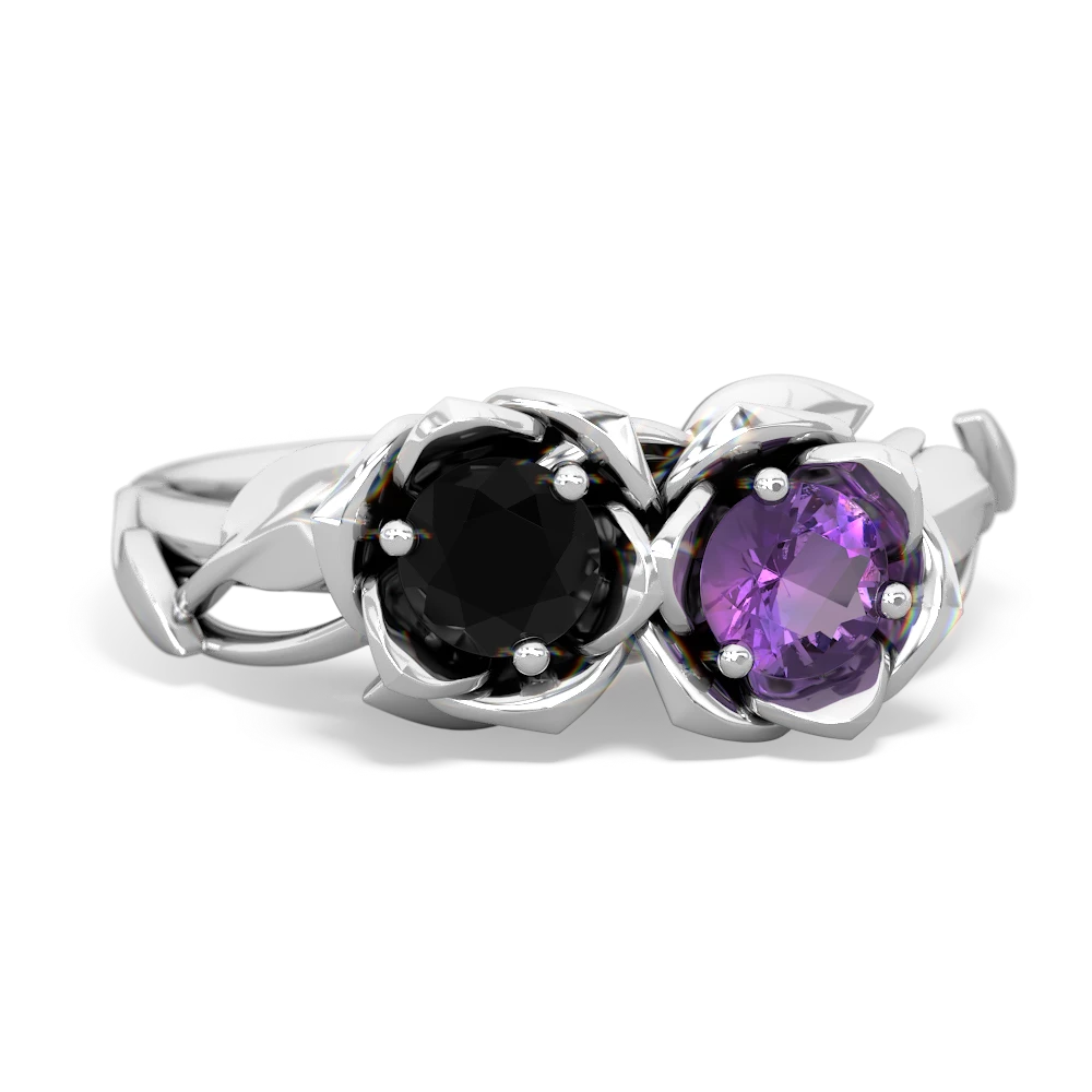 Onyx Rose Garden 14K White Gold ring R5510