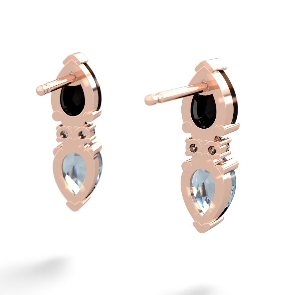 Onyx Bowtie Drop 14K Rose Gold earrings E0865