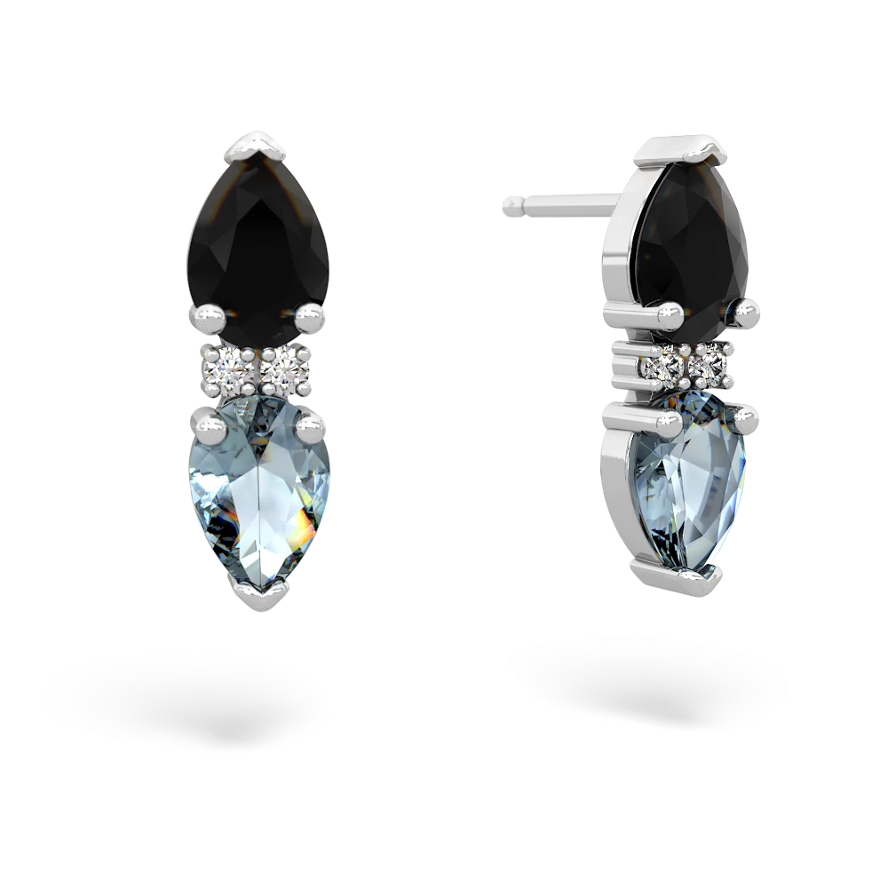 Onyx Bowtie Drop 14K White Gold earrings E0865