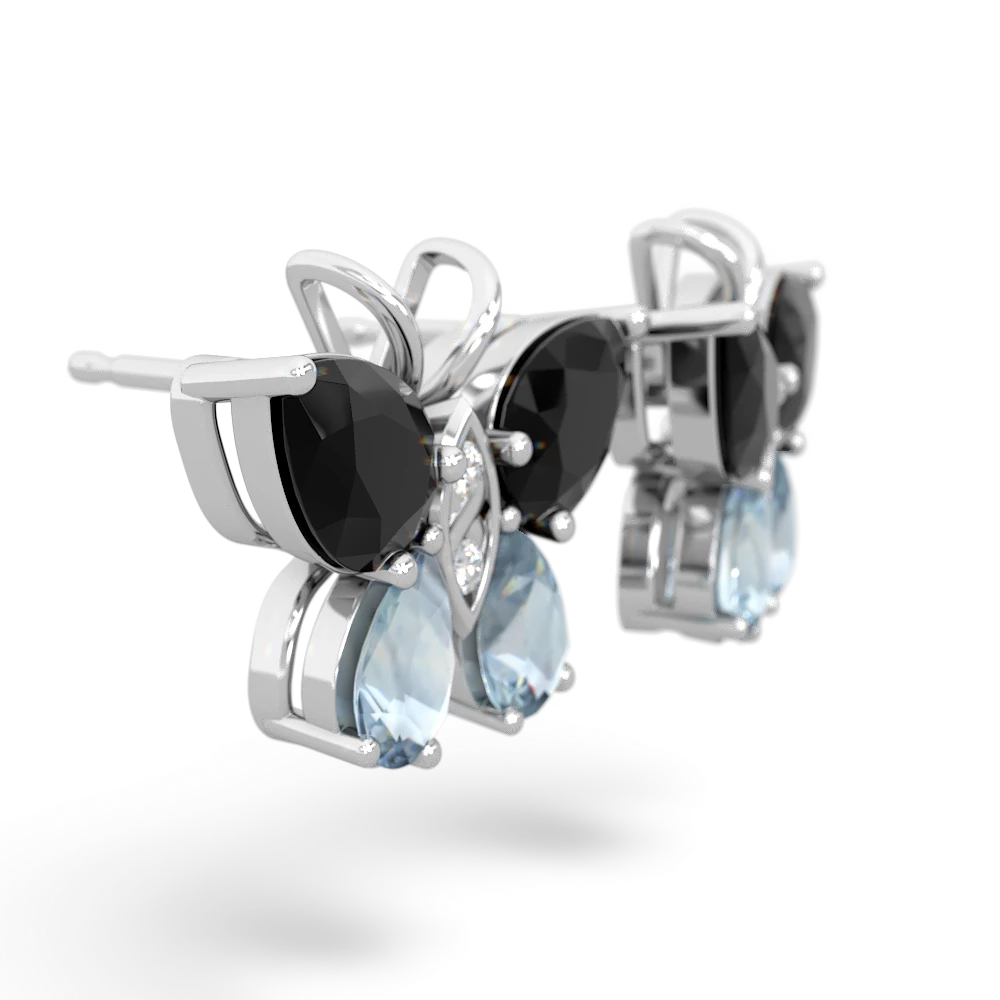 Onyx Butterfly 14K White Gold earrings E2215