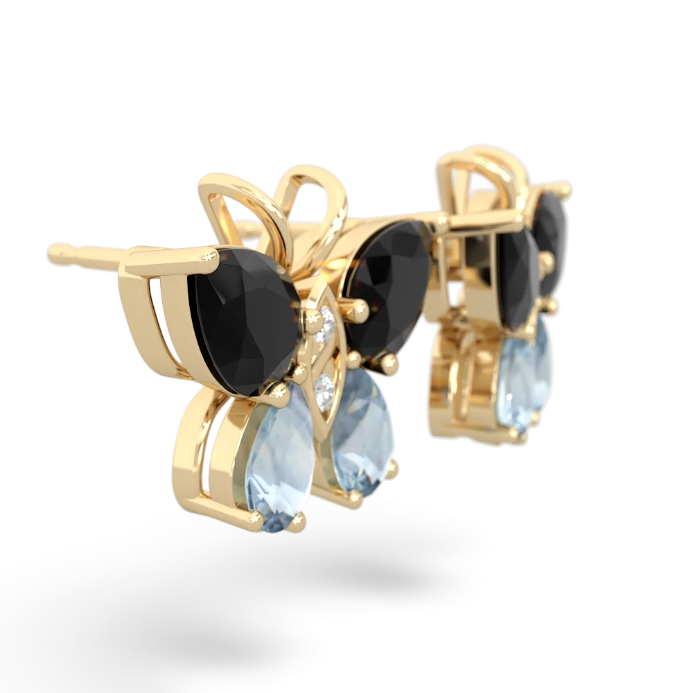 Onyx Butterfly 14K Yellow Gold earrings E2215