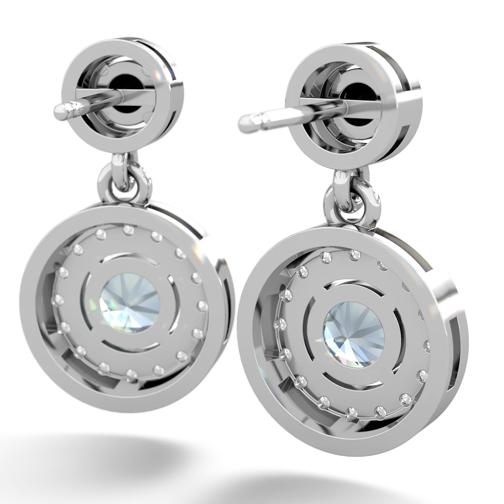 Onyx Halo Dangle 14K White Gold earrings E5319