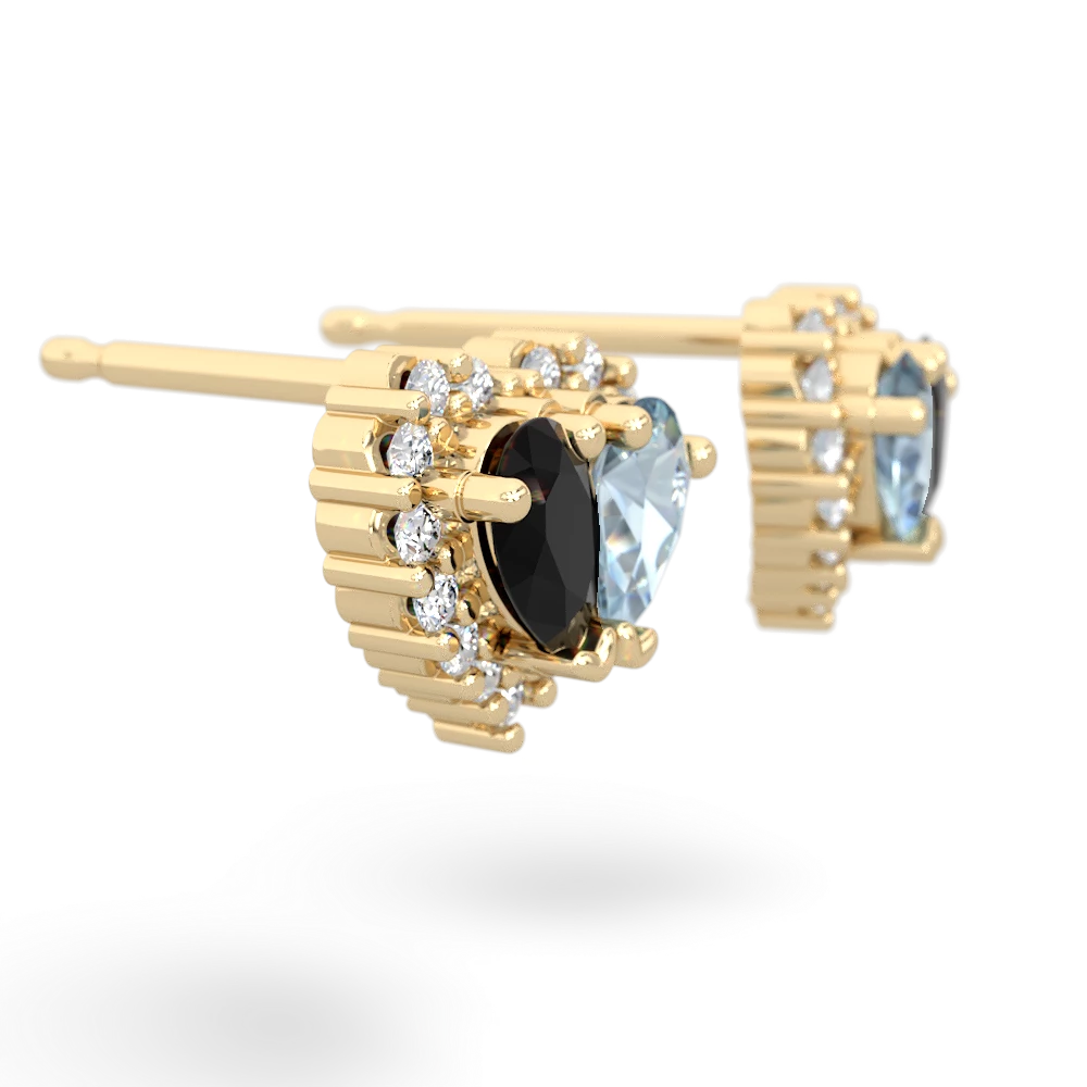 Onyx Halo 14K Yellow Gold earrings E7008