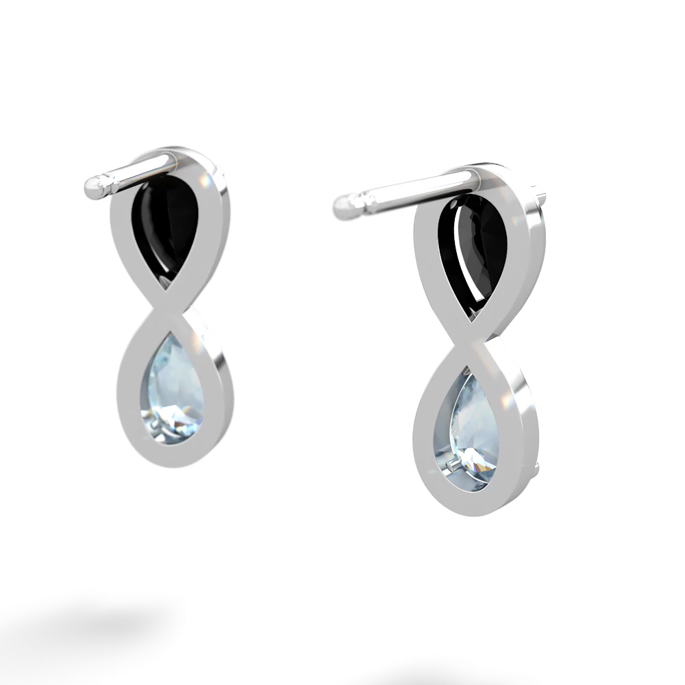 Onyx Infinity 14K White Gold earrings E5050