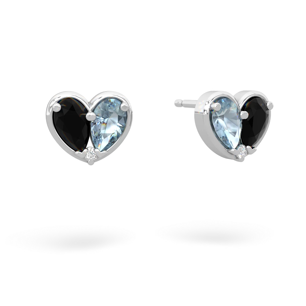 Onyx 'Our Heart' 14K White Gold earrings E5072