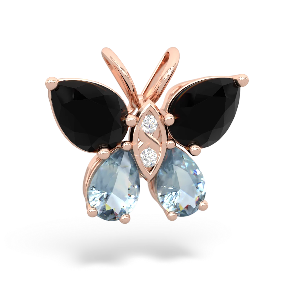 Onyx Butterfly 14K Rose Gold pendant P2215