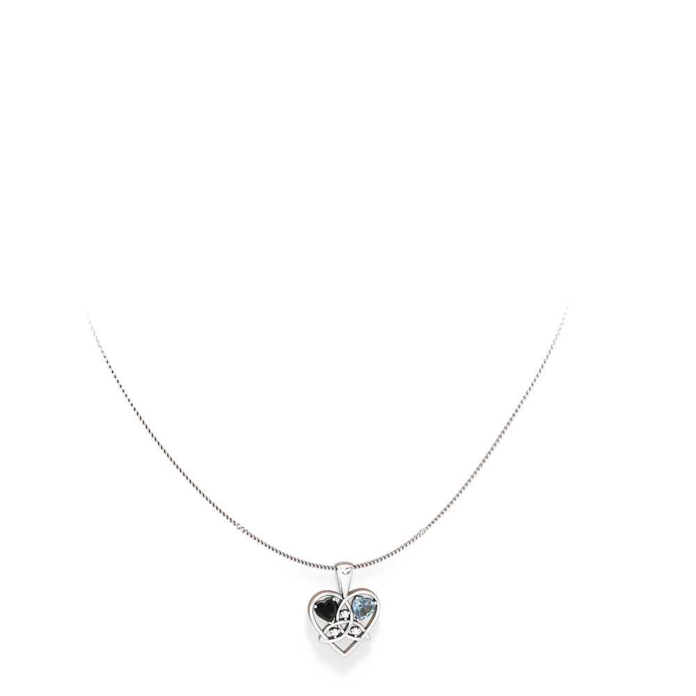 Onyx Celtic Trinity Heart 14K White Gold pendant P5331