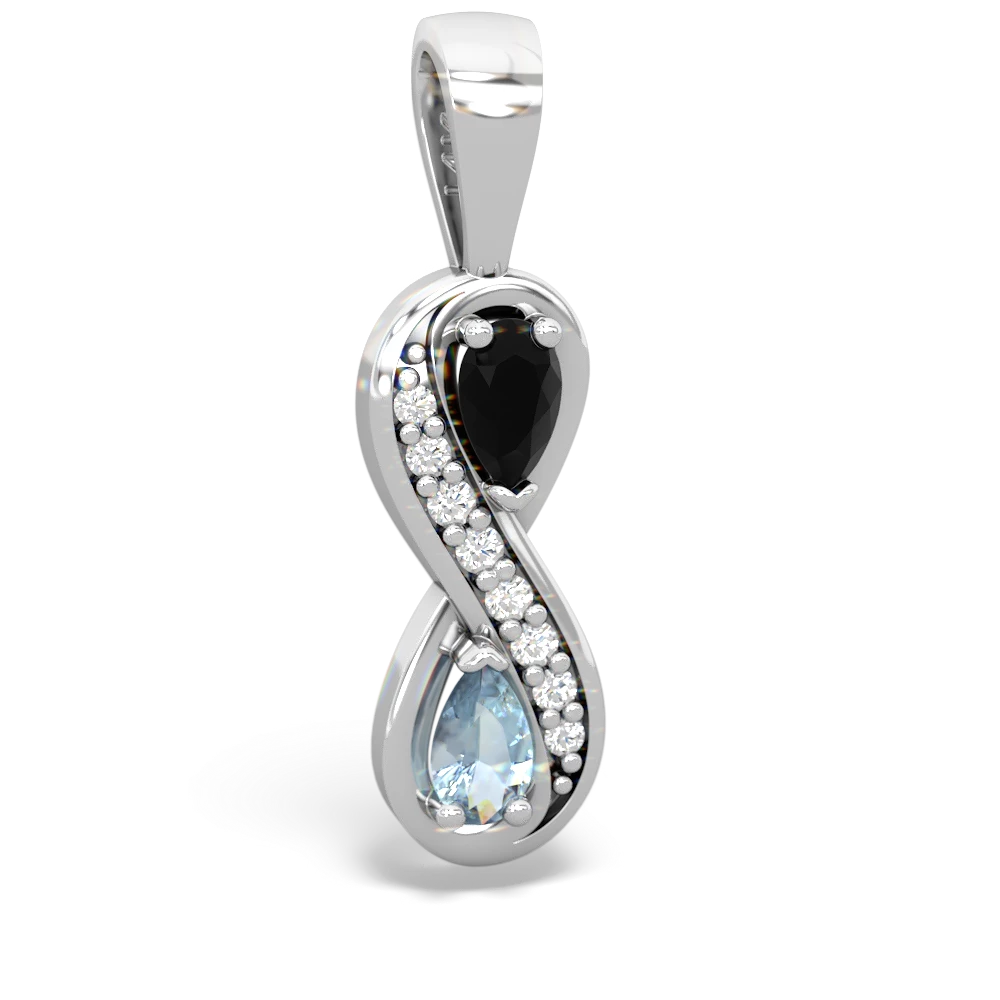 Onyx Diamond Infinity 14K White Gold pendant P5390