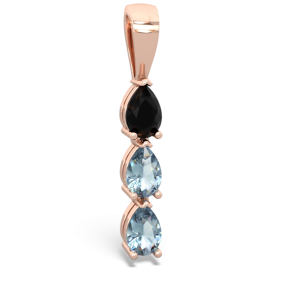 Onyx Dew Drops 14K Rose Gold pendant P2251