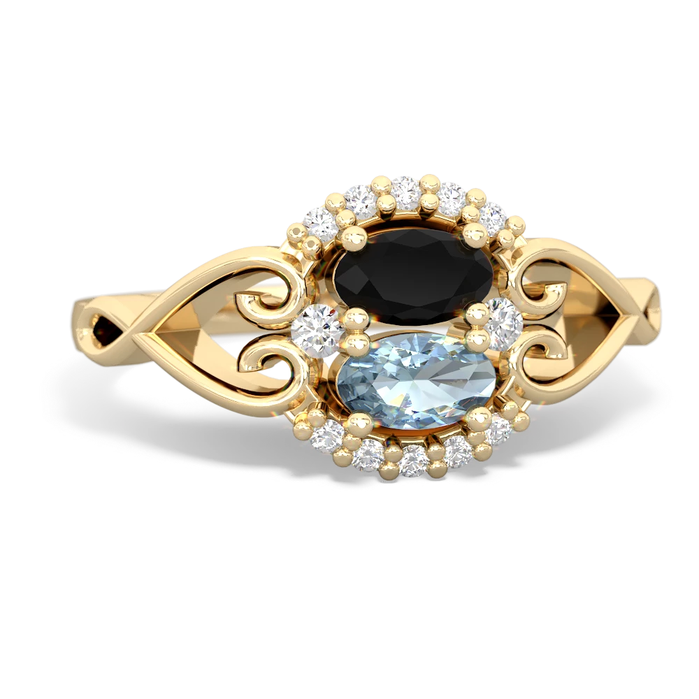 Onyx Love Nest 14K Yellow Gold ring R5860