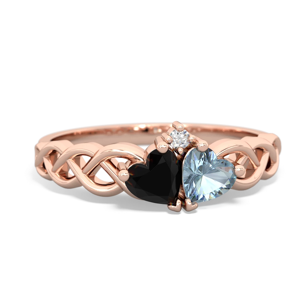 Onyx Heart To Heart Braid 14K Rose Gold ring R5870