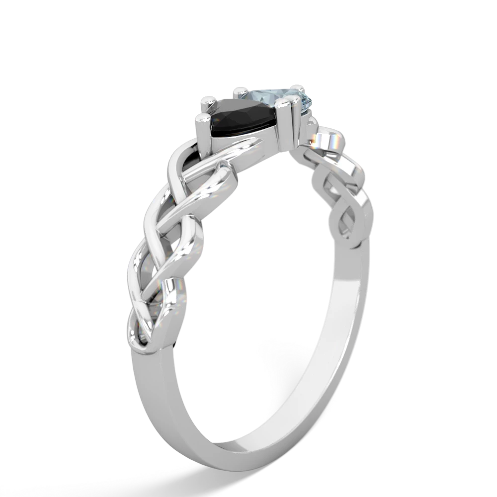 Onyx Heart To Heart Braid 14K White Gold ring R5870