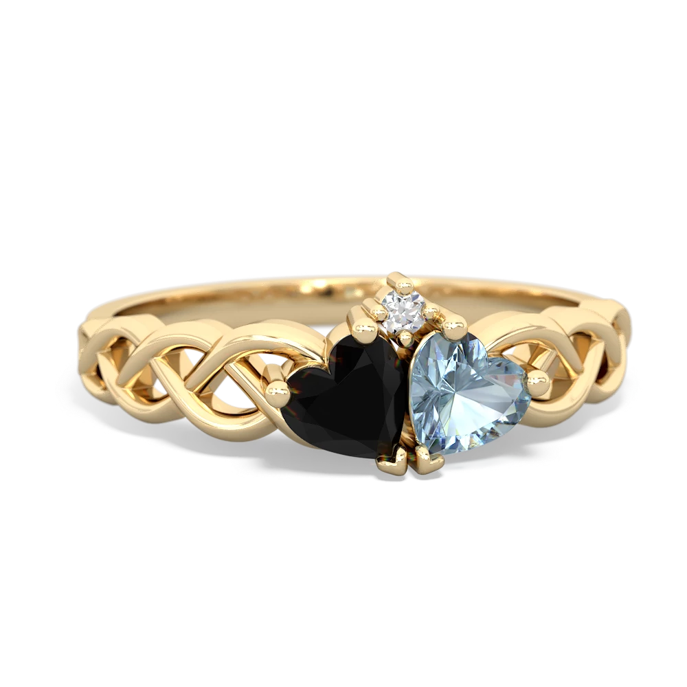 Onyx Heart To Heart Braid 14K Yellow Gold ring R5870