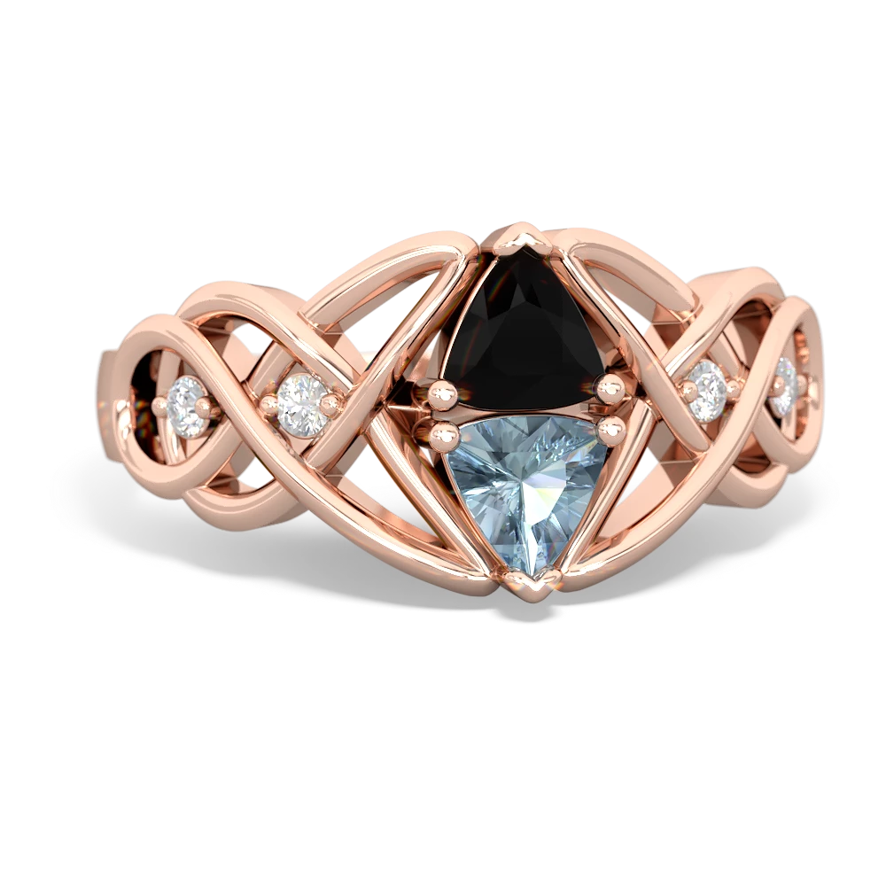 Onyx Keepsake Celtic Knot 14K Rose Gold ring R5300