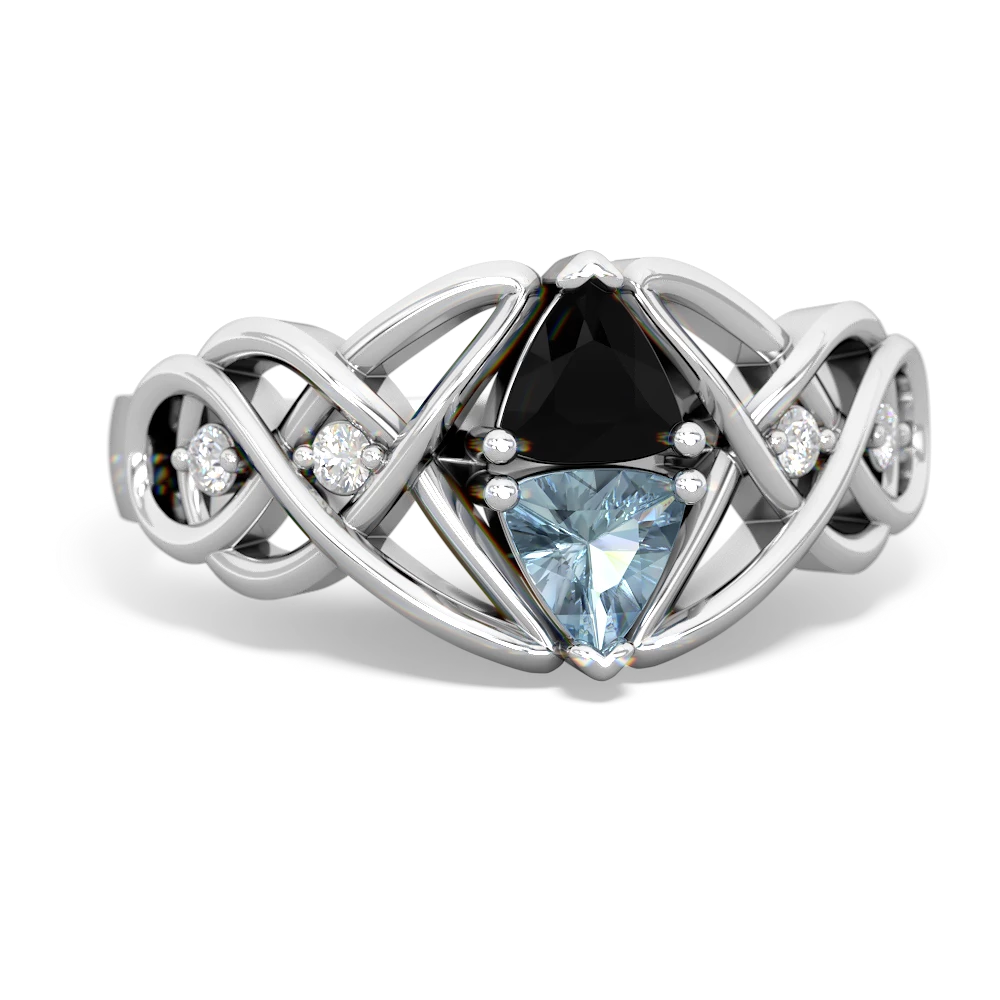 Onyx Keepsake Celtic Knot 14K White Gold ring R5300