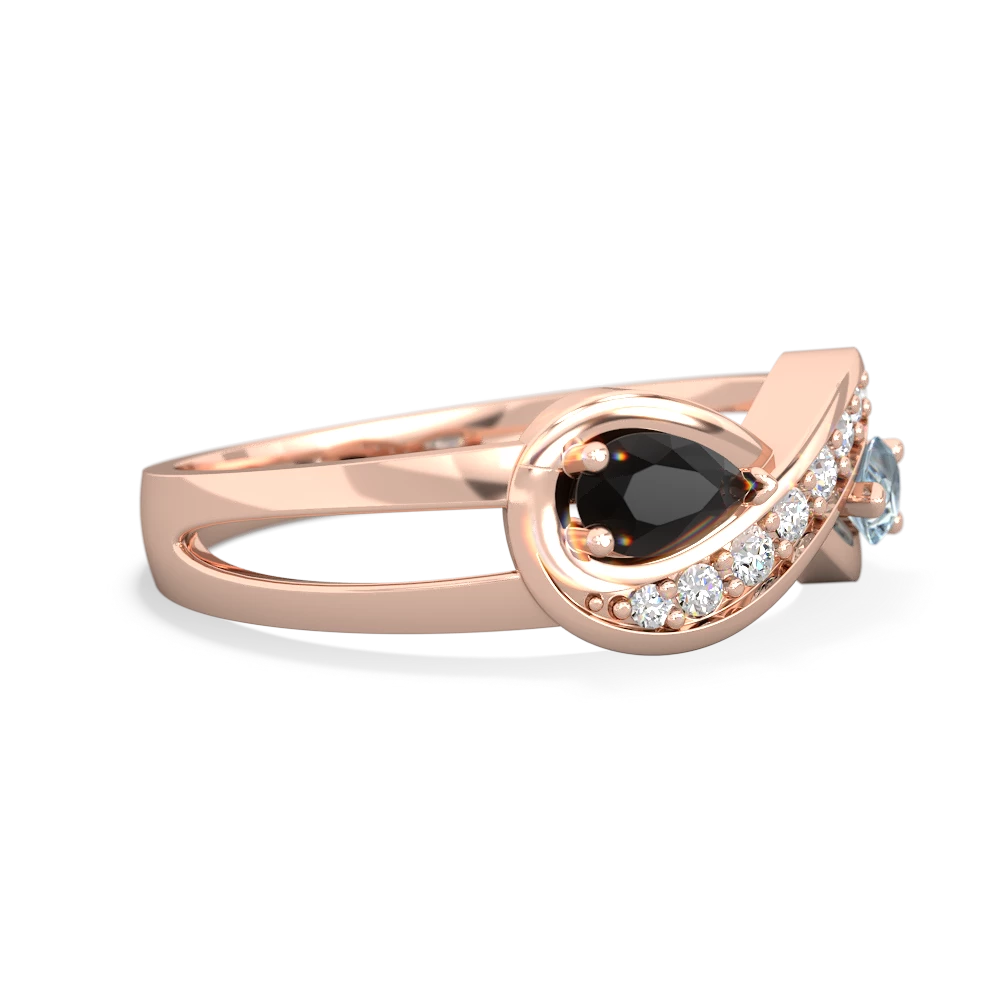 Onyx Diamond Infinity 14K Rose Gold ring R5390