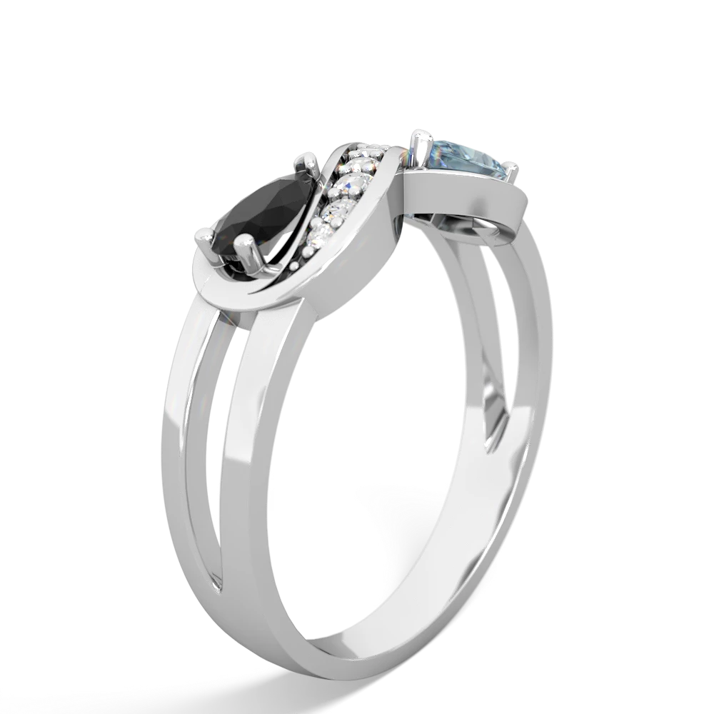 Onyx Diamond Infinity 14K White Gold ring R5390