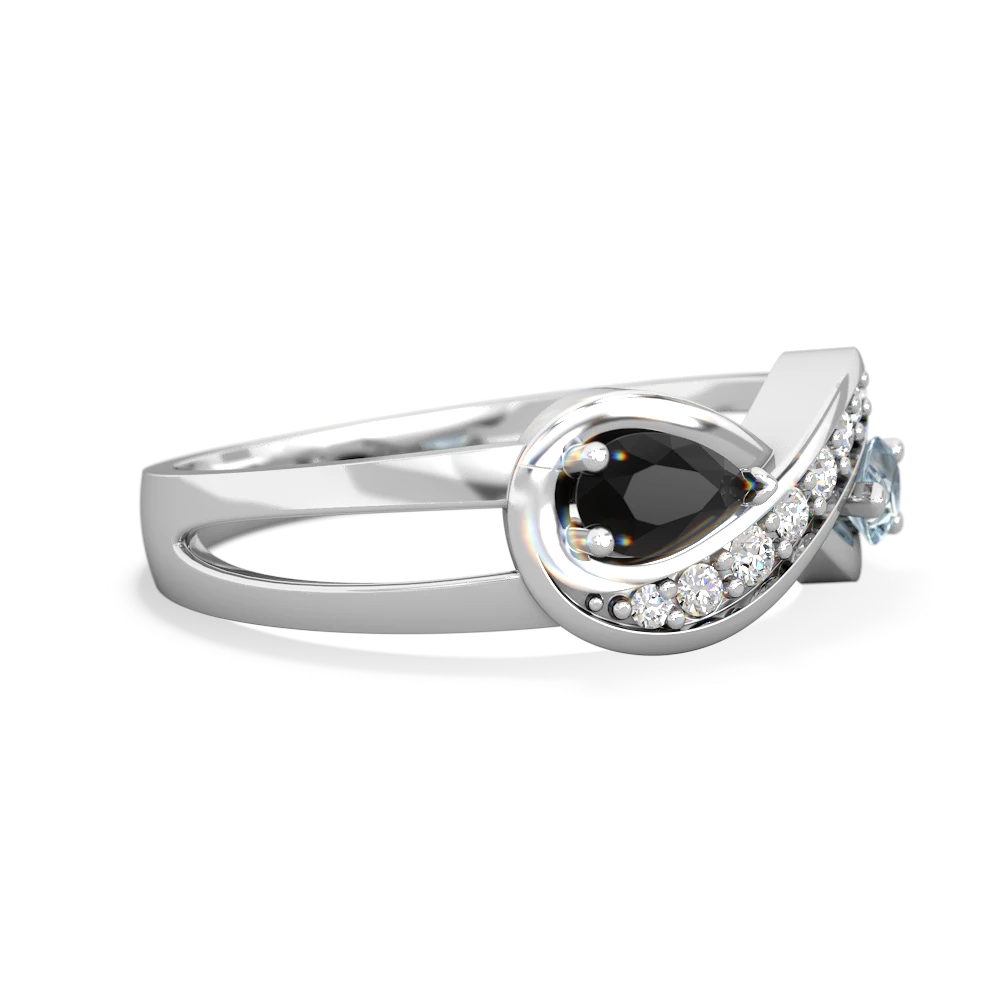 Onyx Diamond Infinity 14K White Gold ring R5390