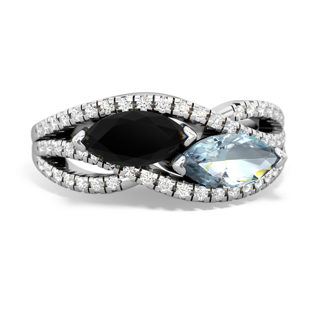 Onyx Diamond Rivers 14K White Gold ring R3070