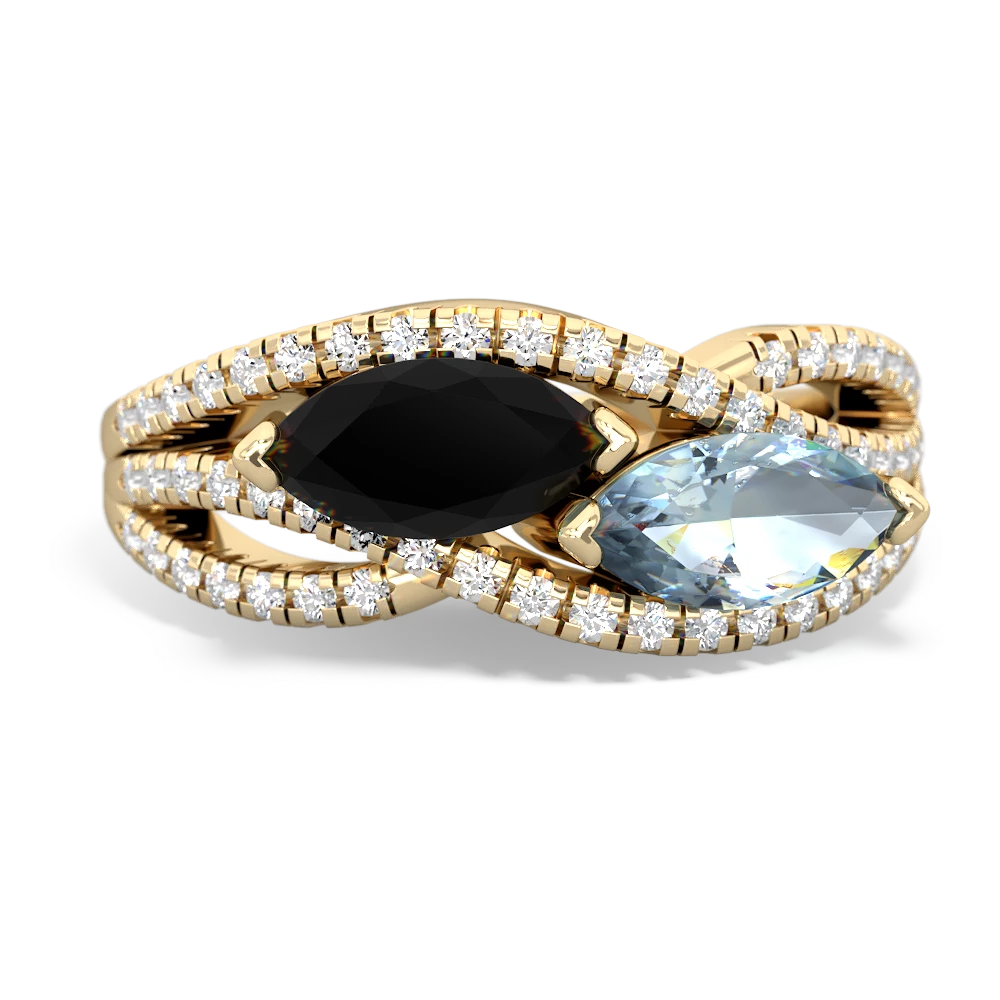 Onyx Diamond Rivers 14K Yellow Gold ring R3070