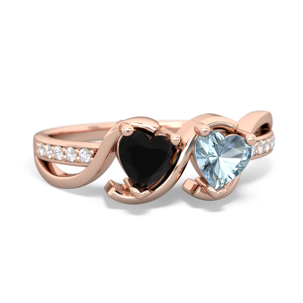 Onyx Side By Side 14K Rose Gold ring R3090