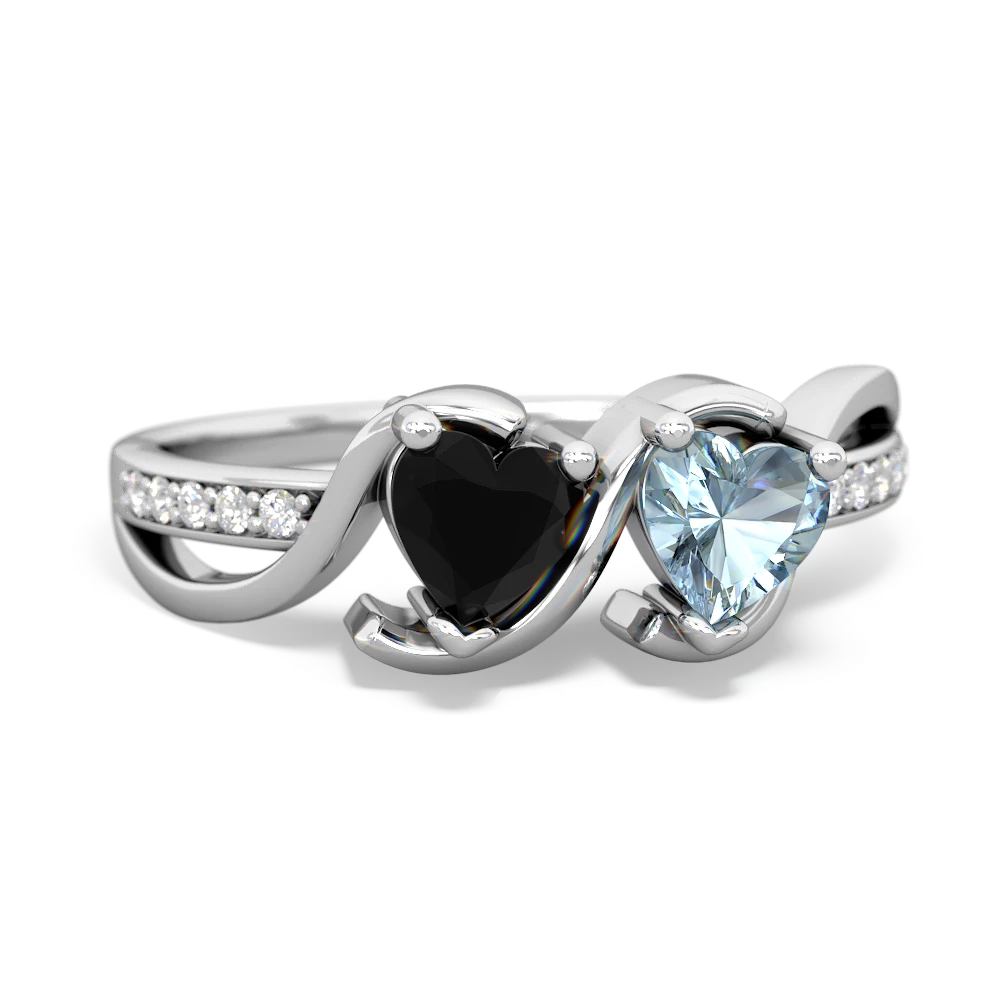 Onyx Side By Side 14K White Gold ring R3090