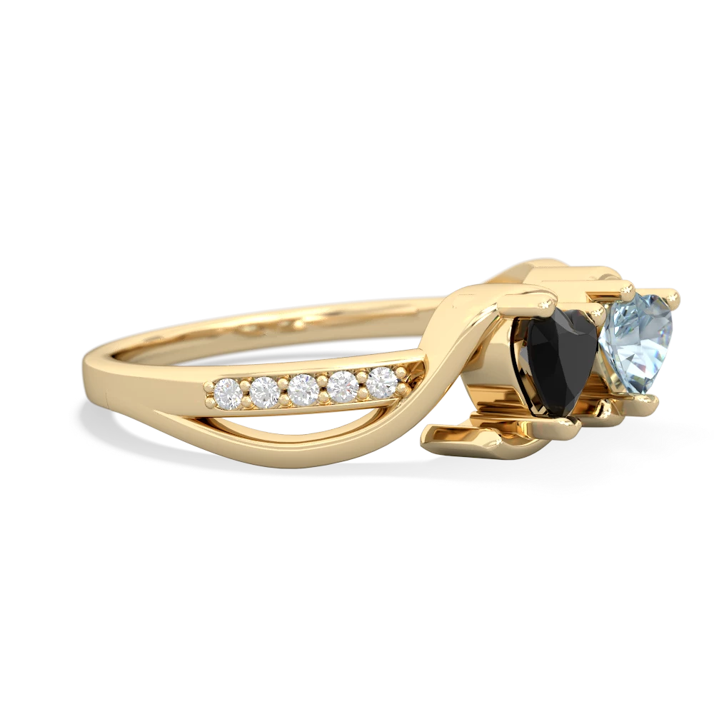 Onyx Side By Side 14K Yellow Gold ring R3090