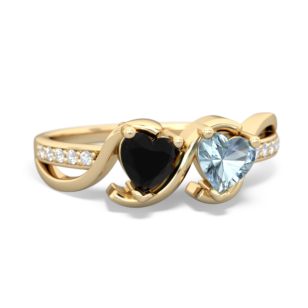 Onyx Side By Side 14K Yellow Gold ring R3090