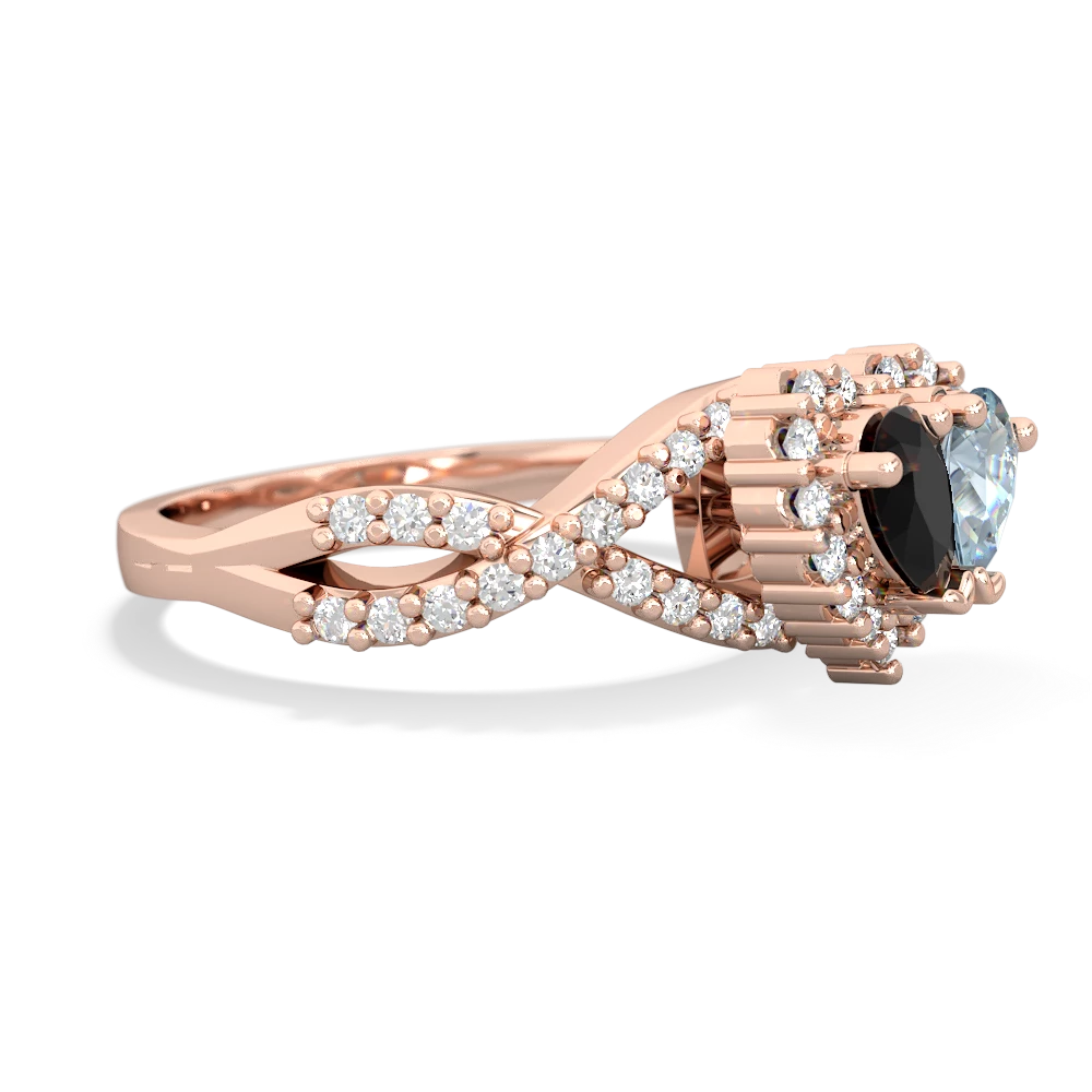 Onyx Diamond Twist 'One Heart' 14K Rose Gold ring R2640HRT